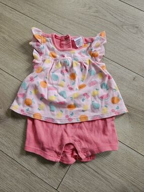Minimi Baby Girl Fruit Print Romper Dress Pink 9 Months🩷